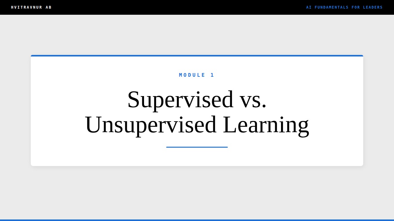 Supervised vs. Unsupervised Learning