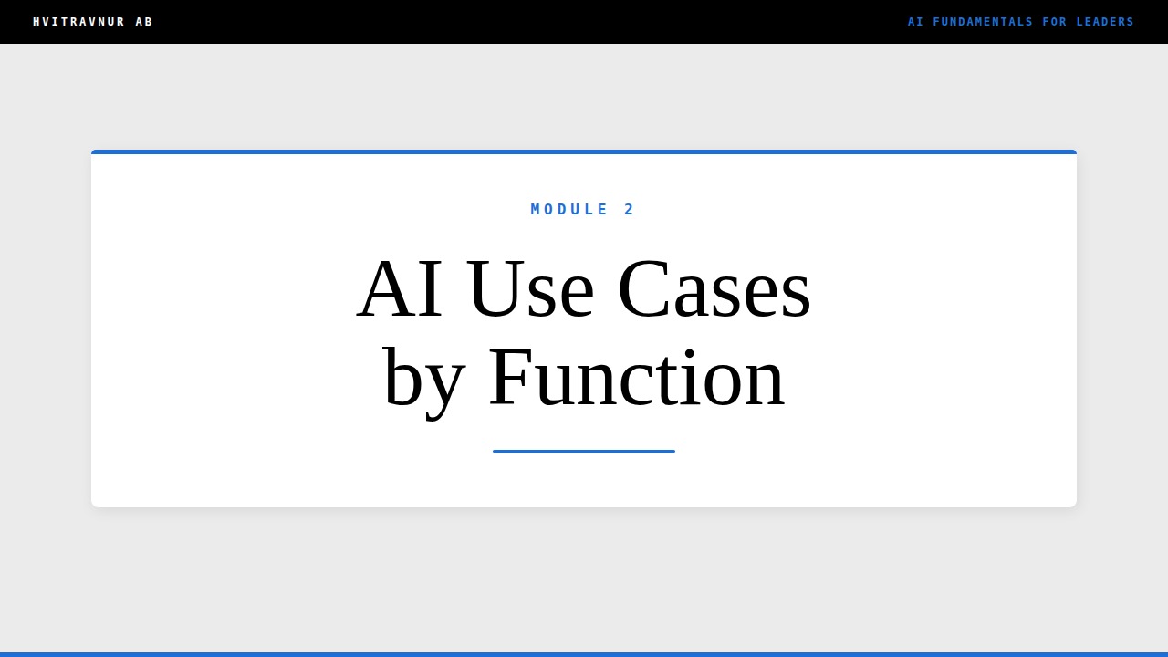 AI Use Cases by Function