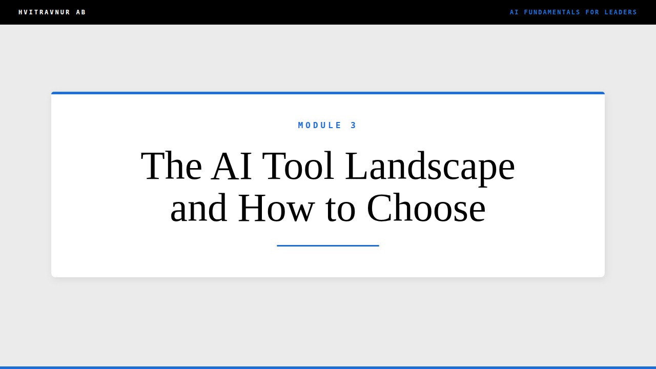 The AI Tool Landscape and How to Choose