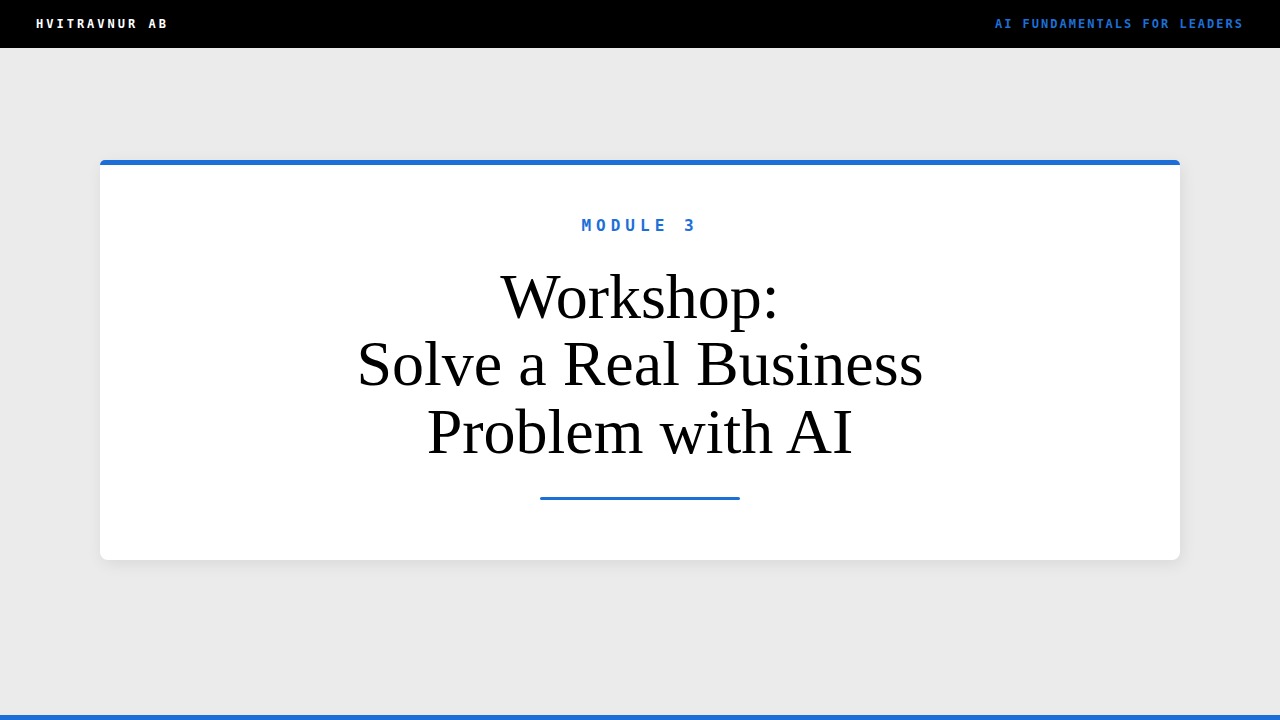 Workshop: Solve a Real Business Problem with AI