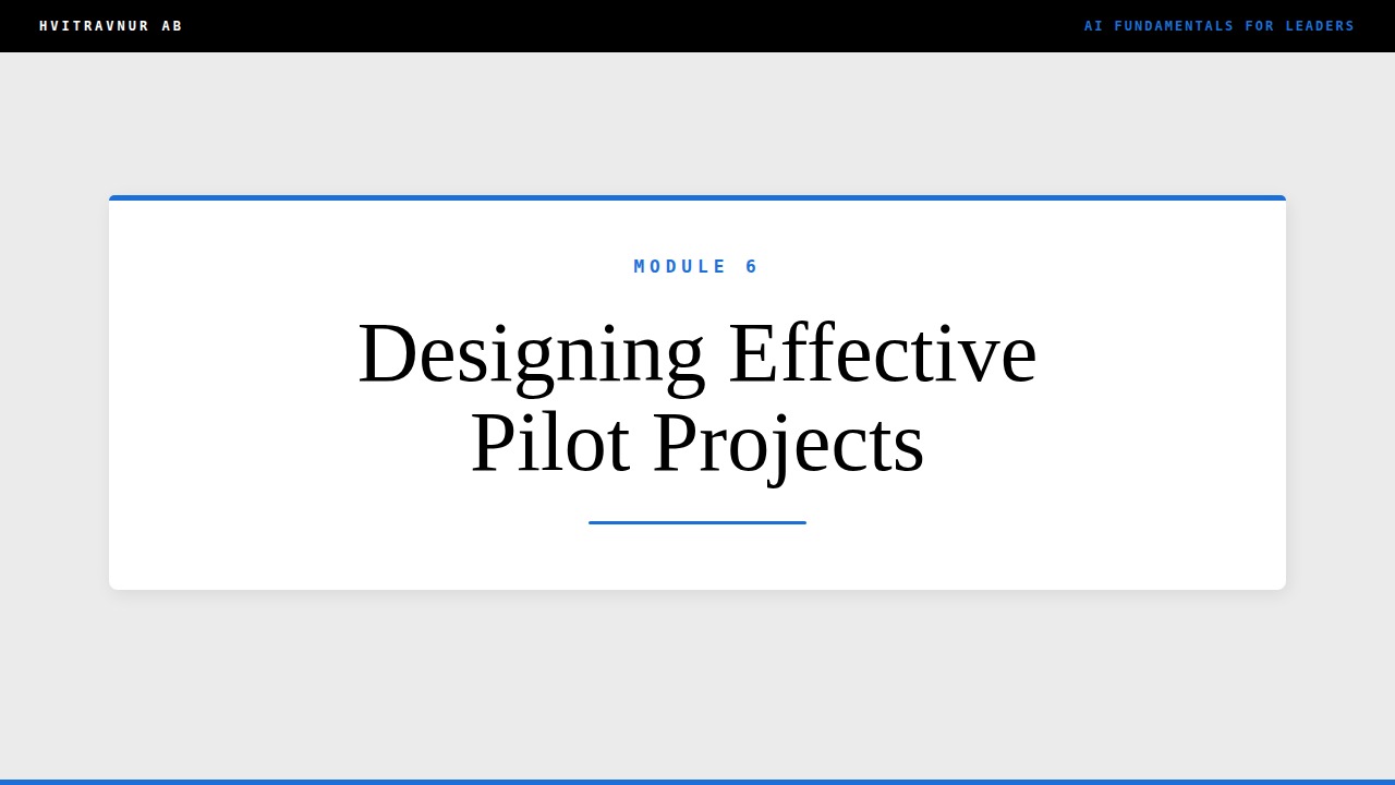 Designing Effective Pilot Projects