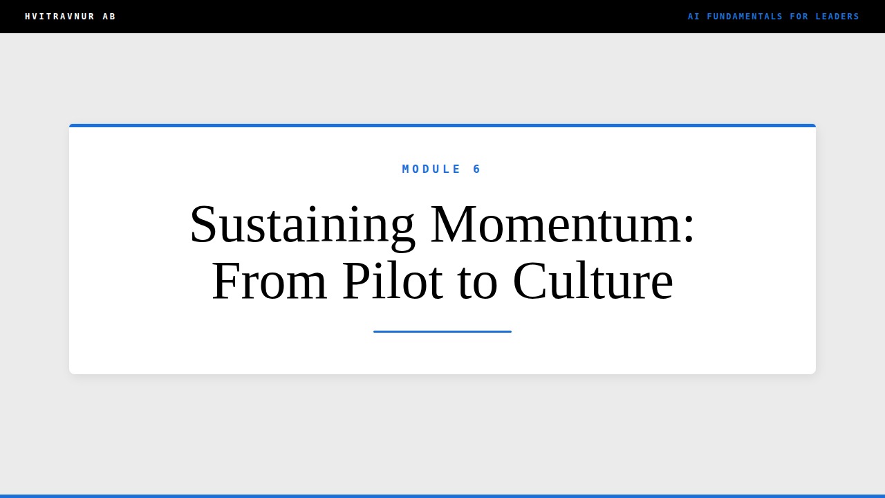 Sustaining Momentum: From Pilot to Culture
